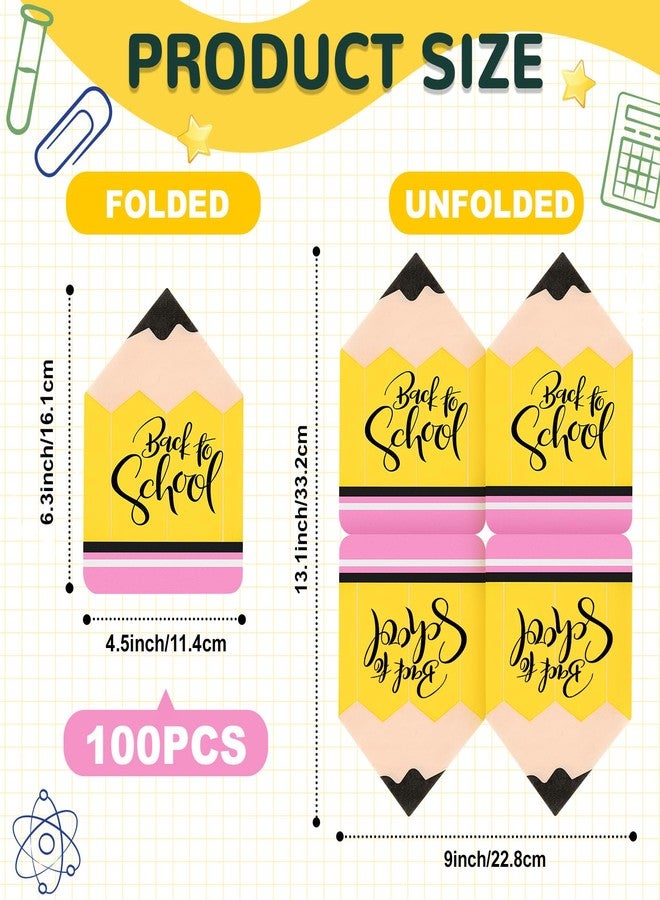 Janlaugh 100 Pcs Back to School Napkins Yellow Pencil Disposable Hand Towels Season Luncheon Dinner Pencil Napkins for Teacher Student First Day of School Party Supplies - Image 2